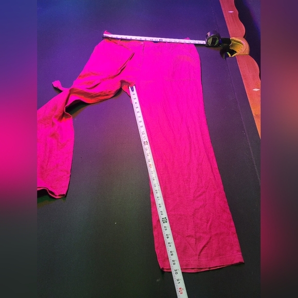 M&S Collection Women Pink 100% Linen Mid Rise Pull On Wide Legs Regular Pants 18 - Picture 12 of 12